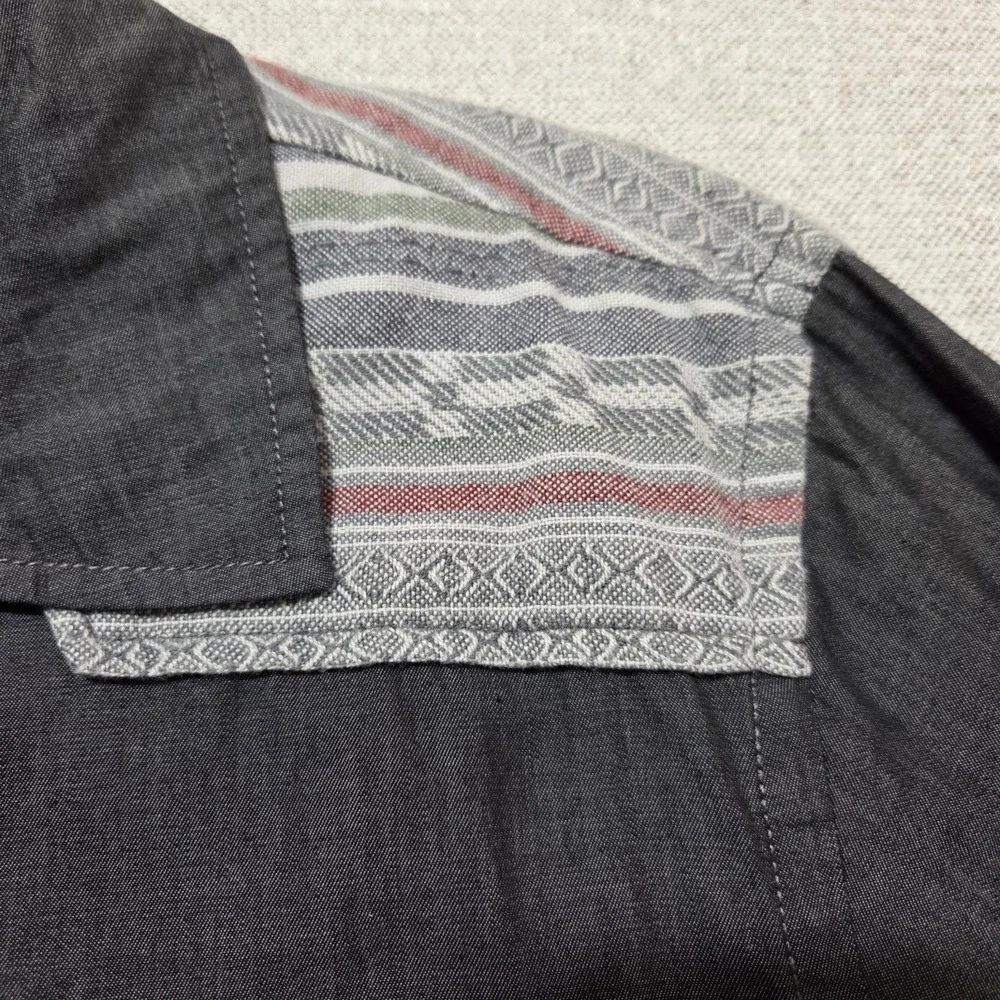 Guess Button Up Charcoal Gray Flip Cuff Yoke Slim‎ Fit Western Shirt Men's L